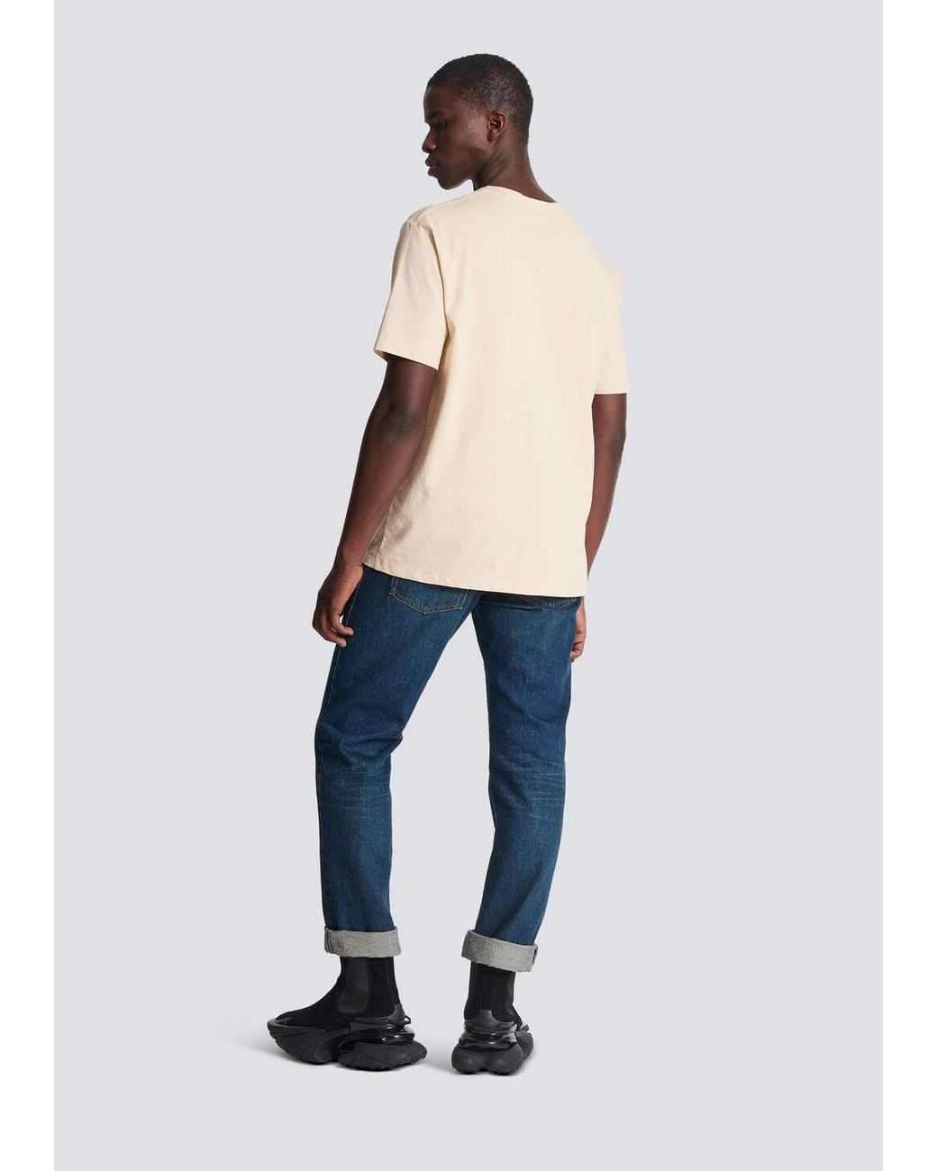Balmain Natural T-Shirt With Paris Print for men