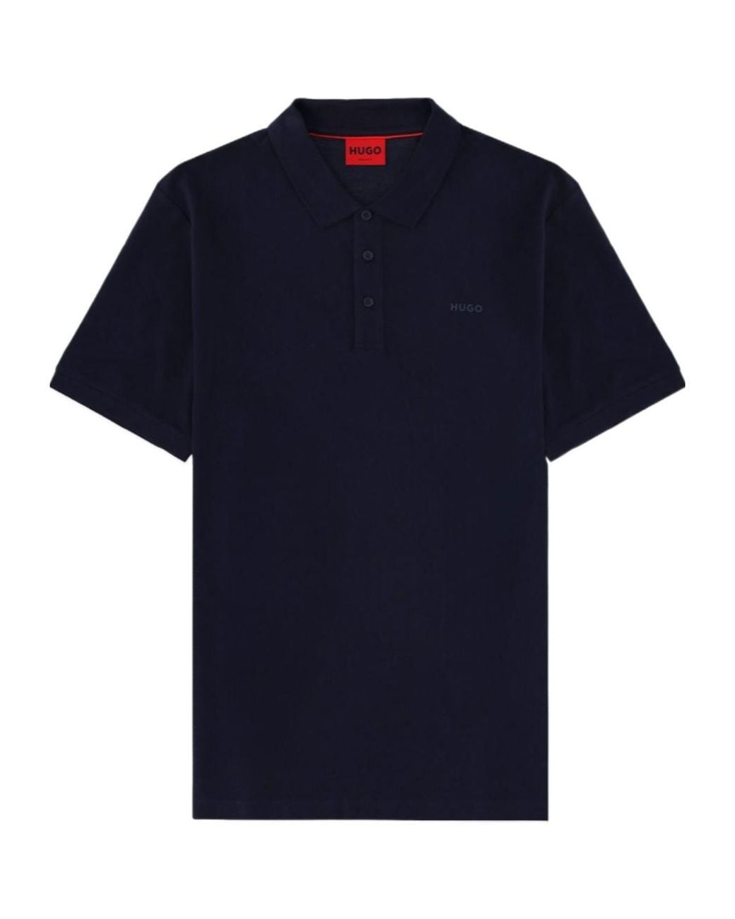 Boss Blue Hugo Logo-Embroidered Polo Shirt for men