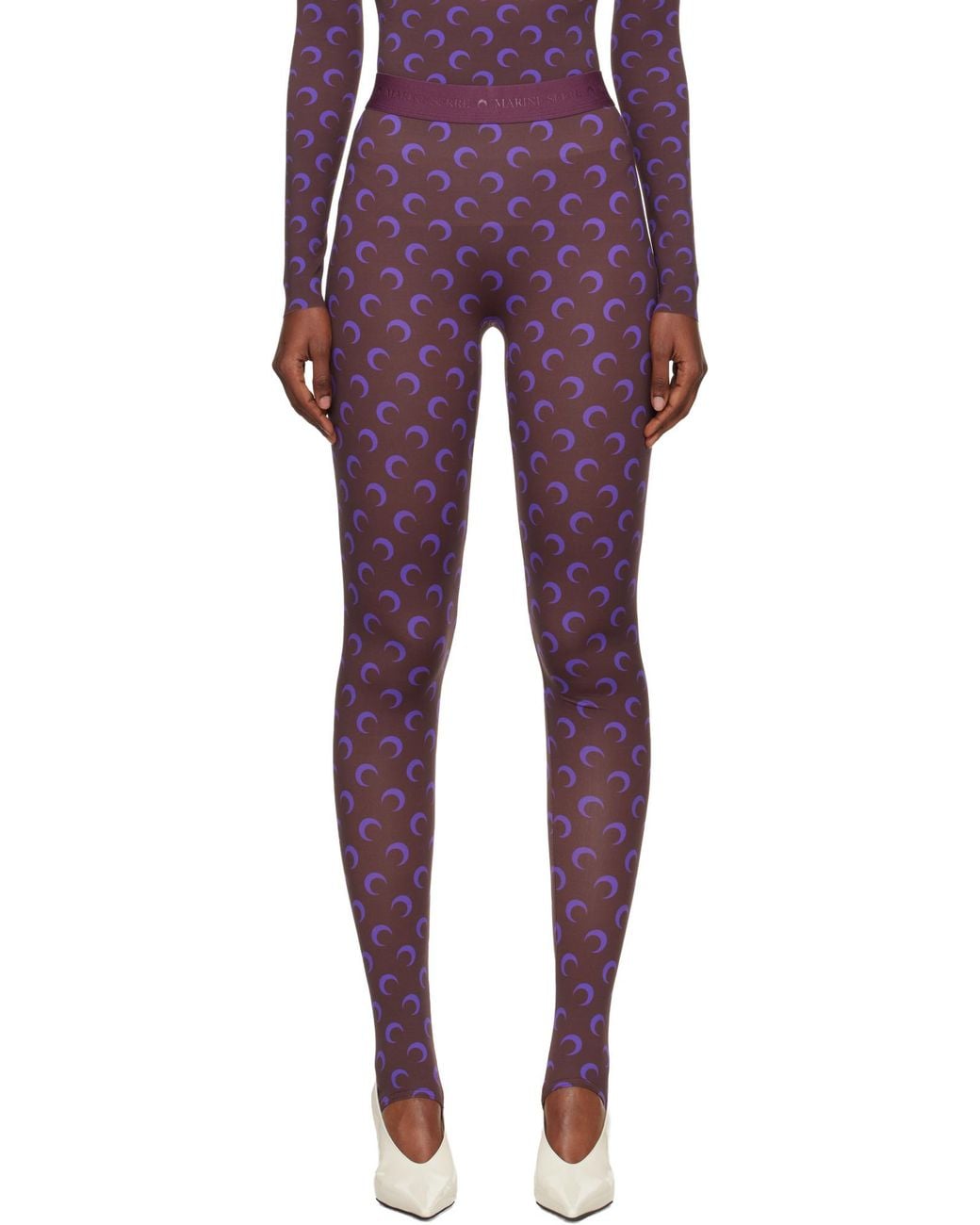 MARINE SERRE Purple Recycled Moon Jersey Stirrup Leggings