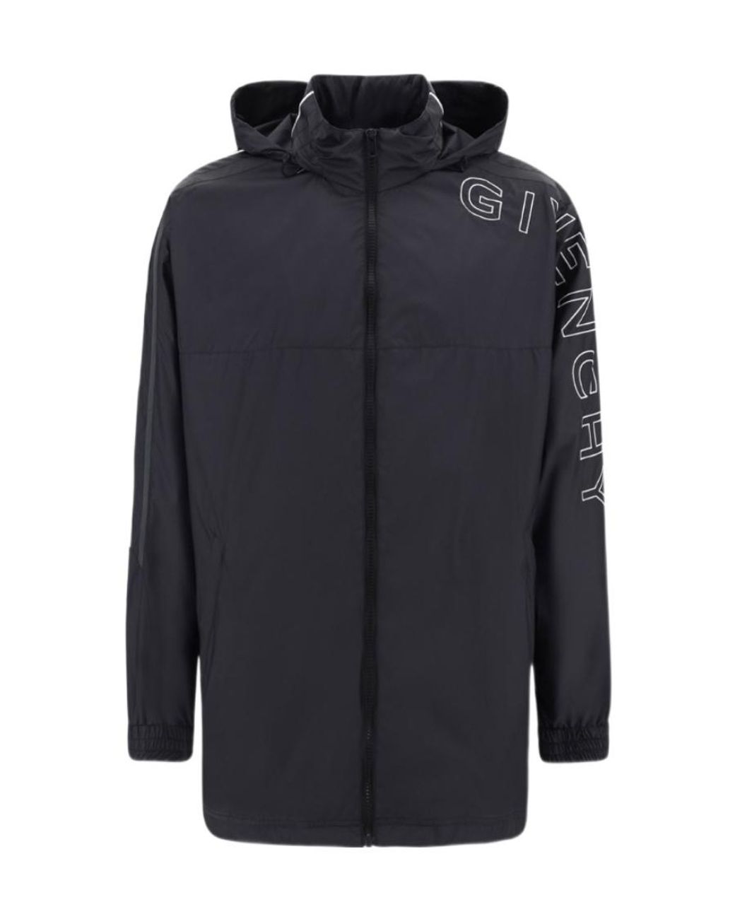 Givenchy Blue Logo Embroidered Hooded Jacket for men