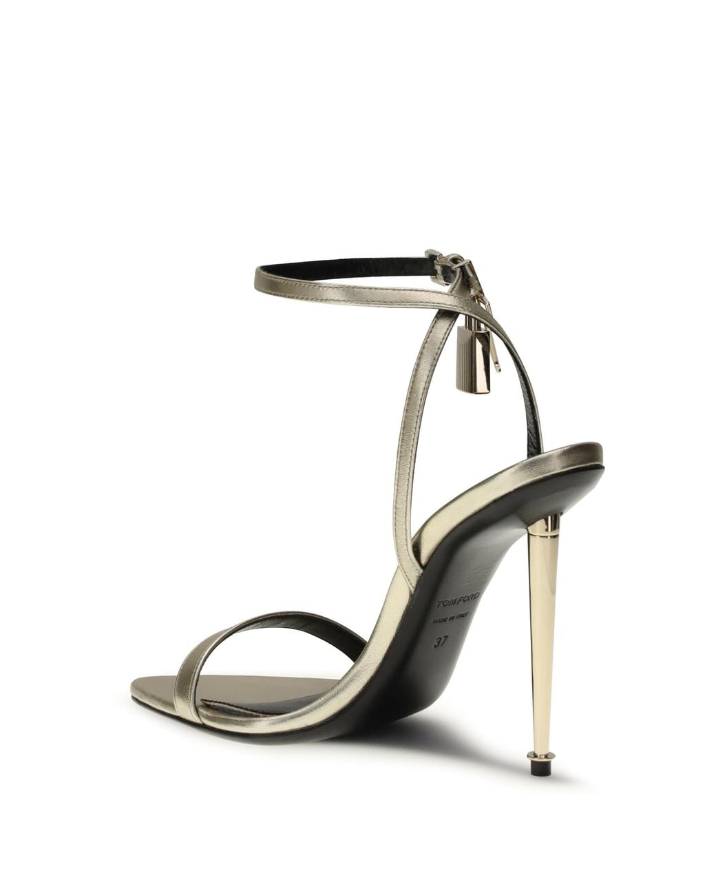 Tom Ford Metallic Laminated Padlock Pointy Sandals