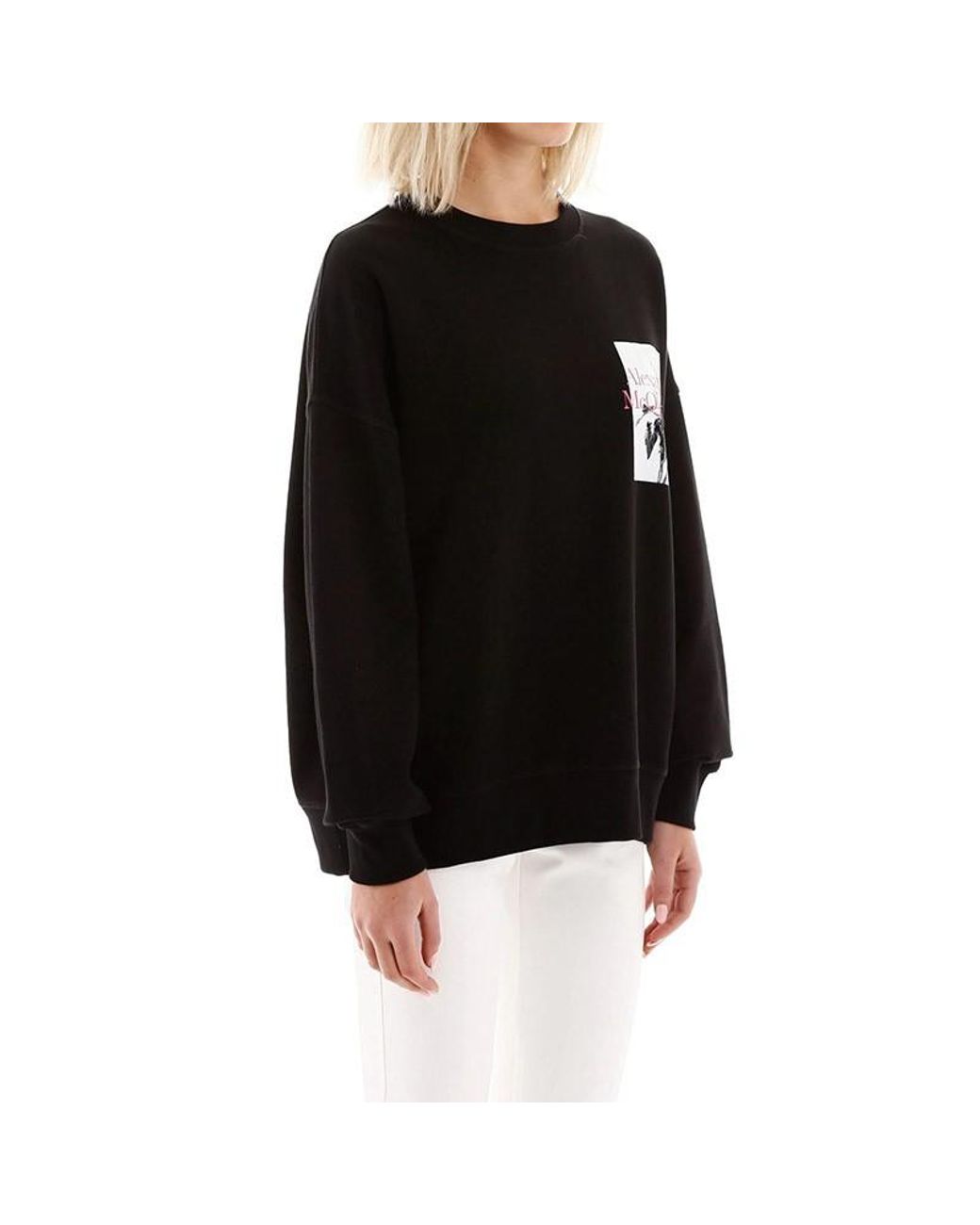 McQueen Black Pattern Round-Necked Sweater