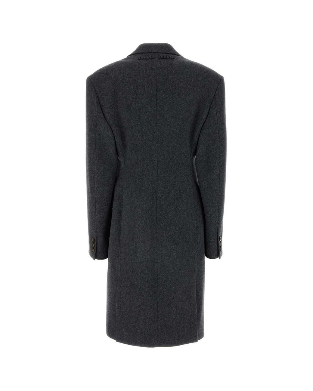 Miu Miu Black Single-Breasted Double Wool Coat
