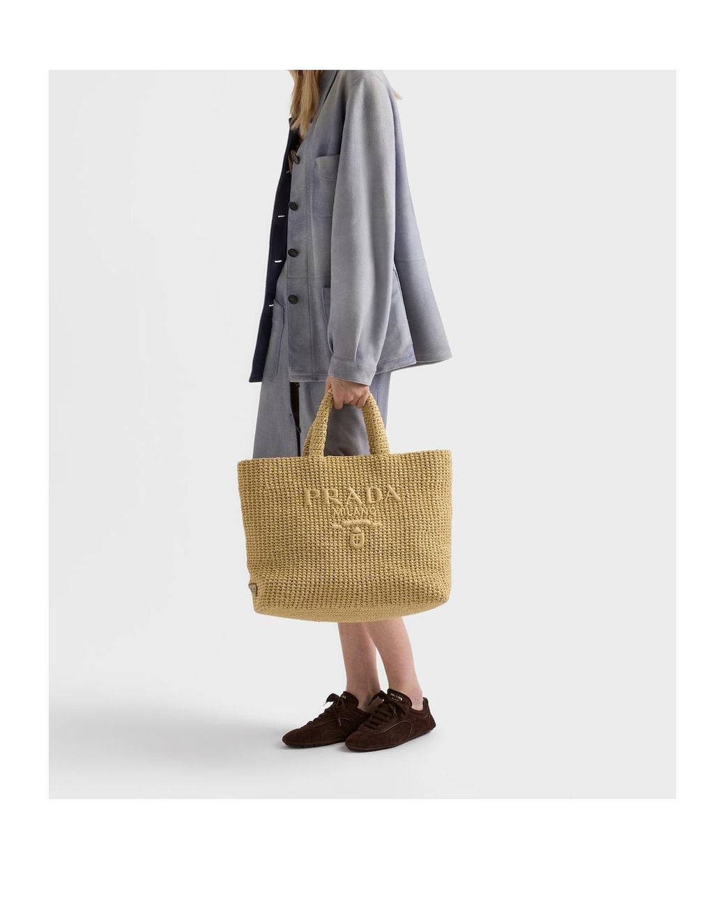 Prada Metallic Paglia Midollino Crochet Tote Bag