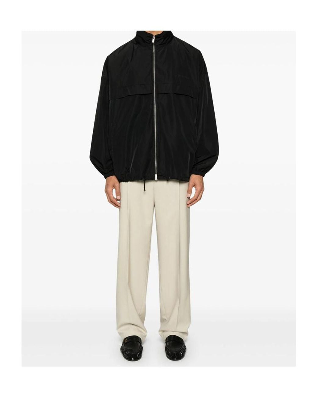 Saint Laurent Black Logo Embroidered Zip-Up Jacket for men
