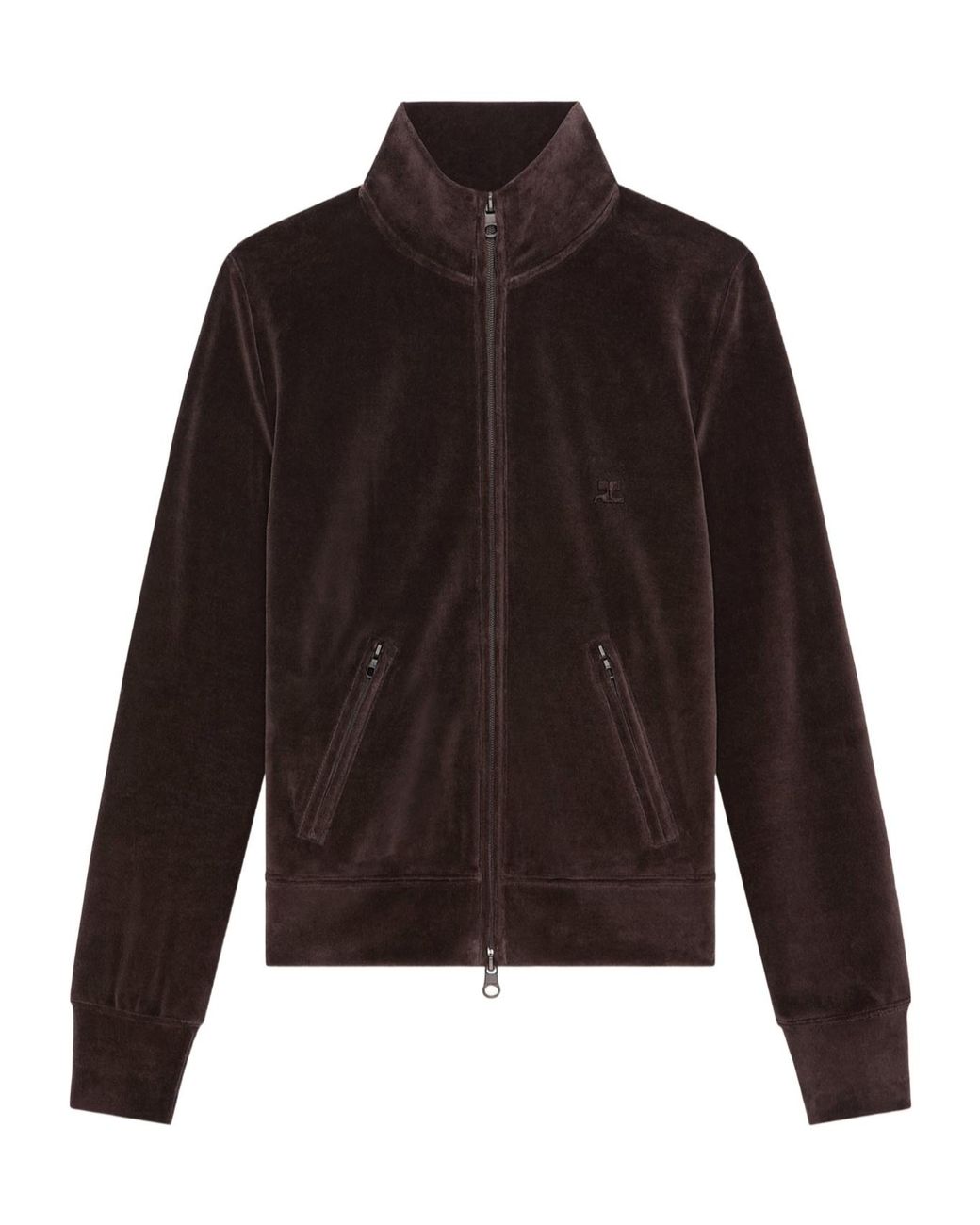 Courreges Black Velvet Zip-Up Track Jacket