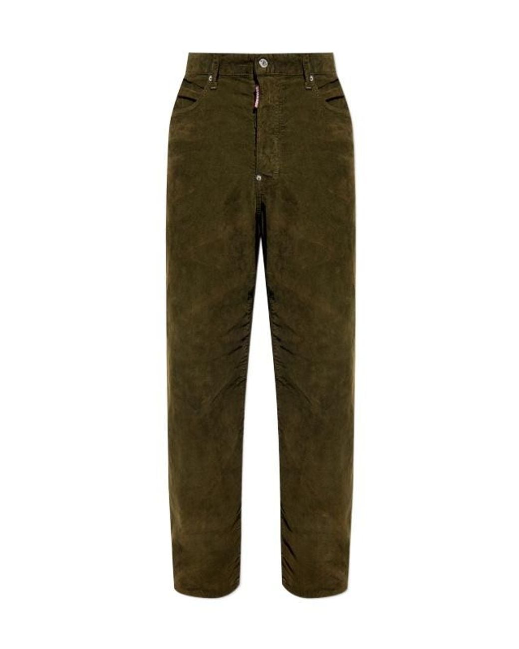 DSquared² Green Corduroy Straight-Leg Trousers for men