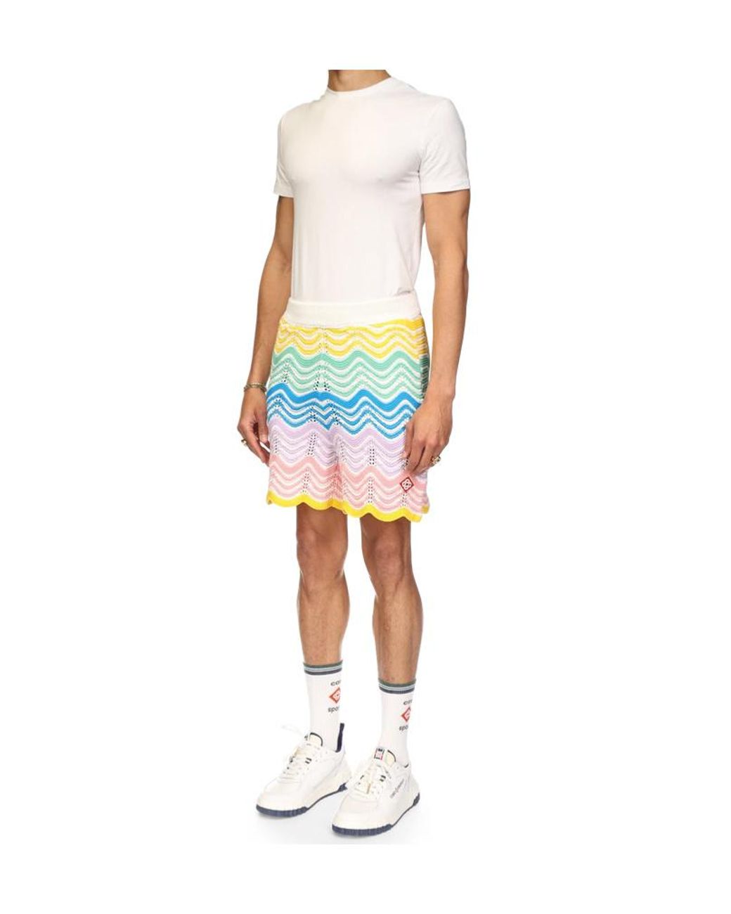 Casablanca Blue Gradient Wave Knit Shorts for men