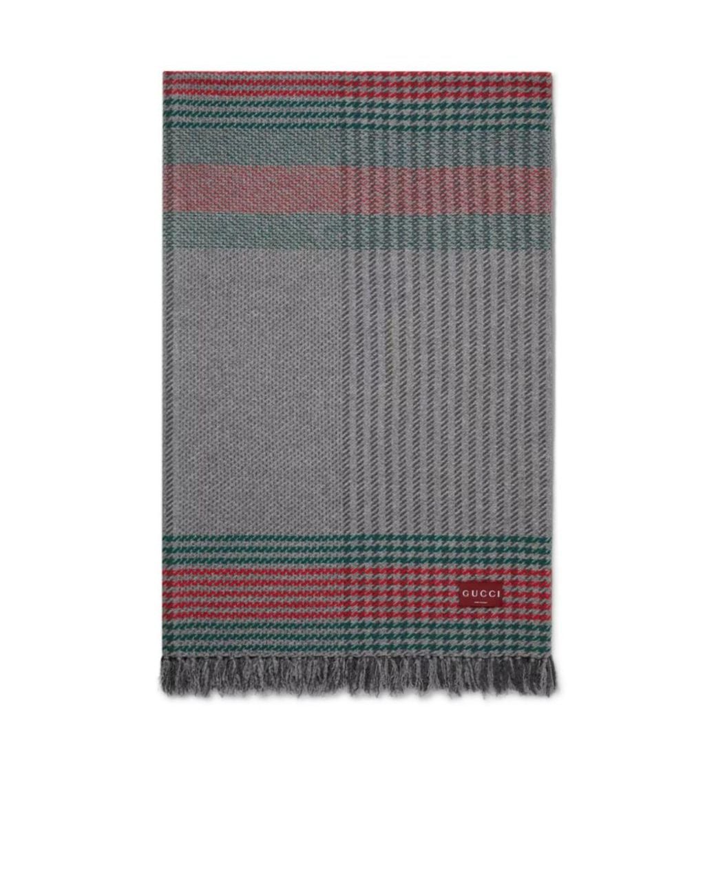 Gucci Gray Cashmere Jacquard Blanket With Web for men