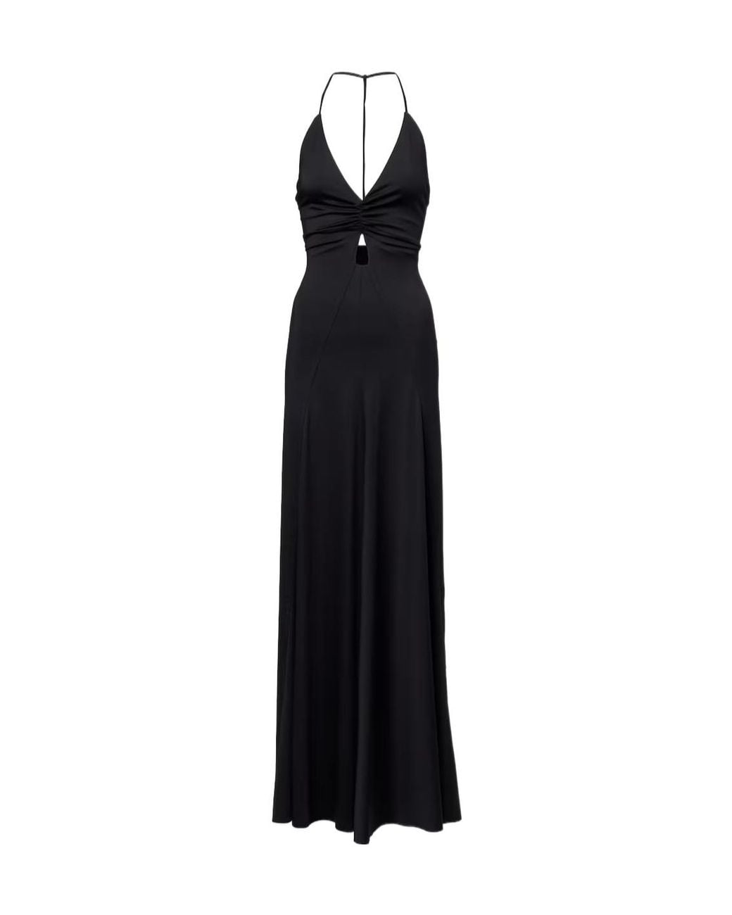 Victoria Beckham Black Gathered Jersey Open-Back Gown