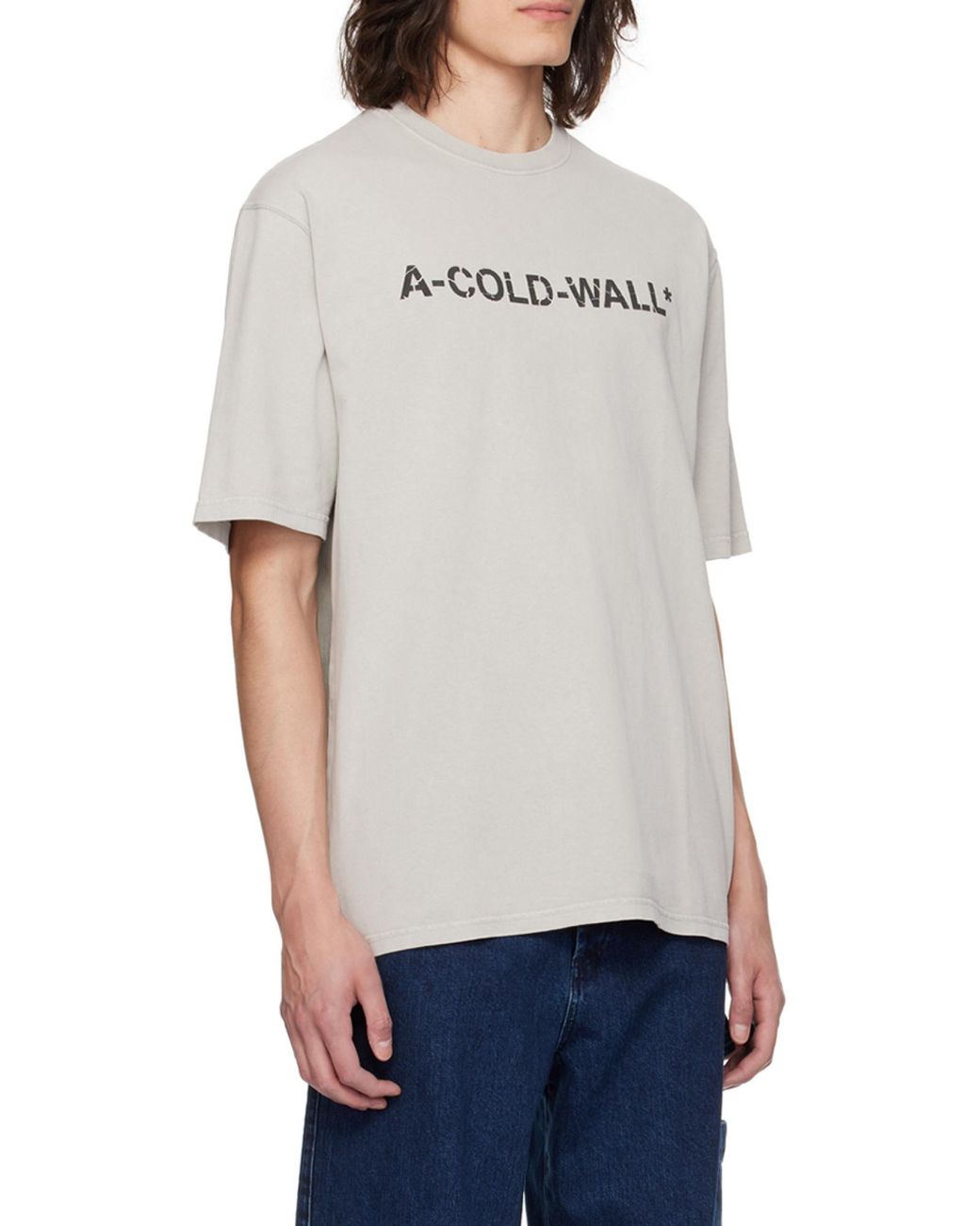 A_COLD_WALL* White Overdye Logo-Print T-Shirt for men