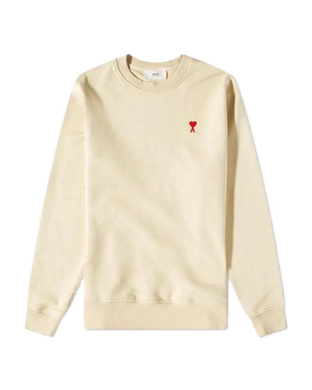 AMI Natural Logo Round Neck Sweater for men