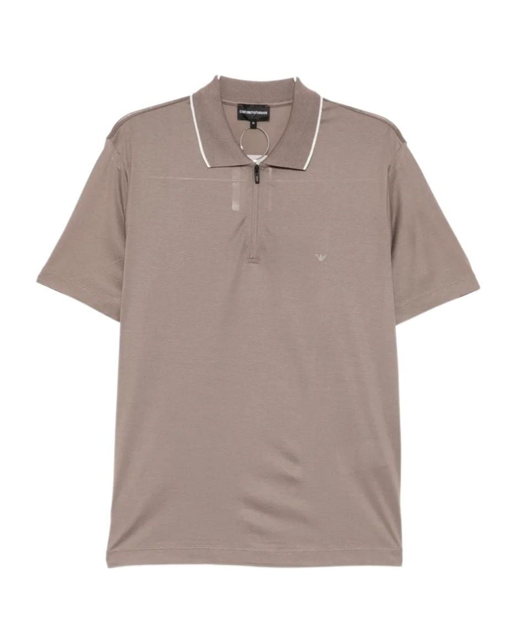 Emporio Armani Gray Logo-Patch Polo Shirt for men