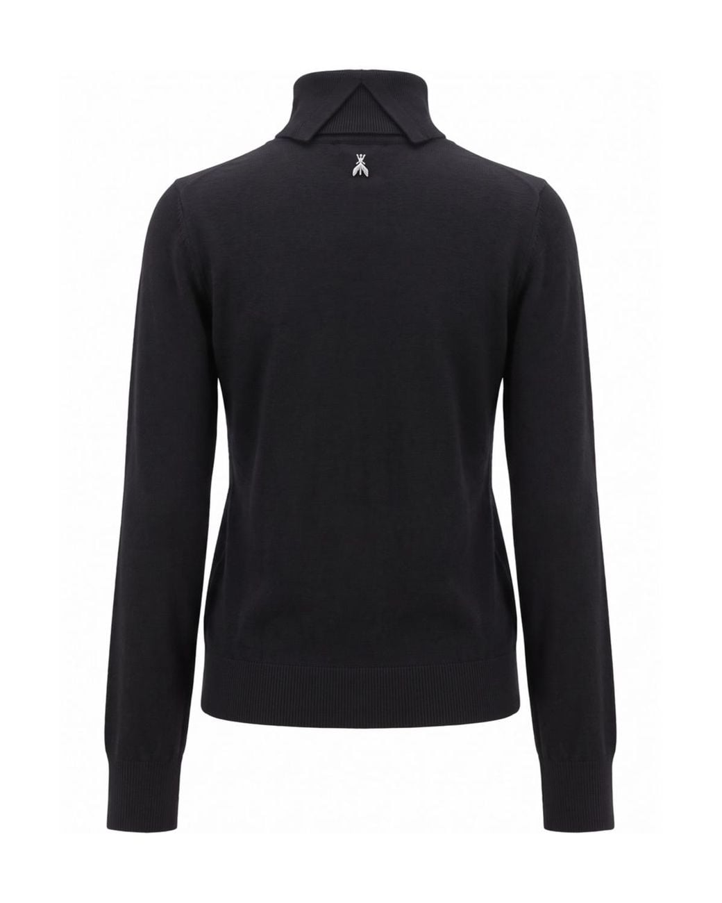 Patrizia Pepe Black Logo-Plaque Turtleneck Wool Sweater
