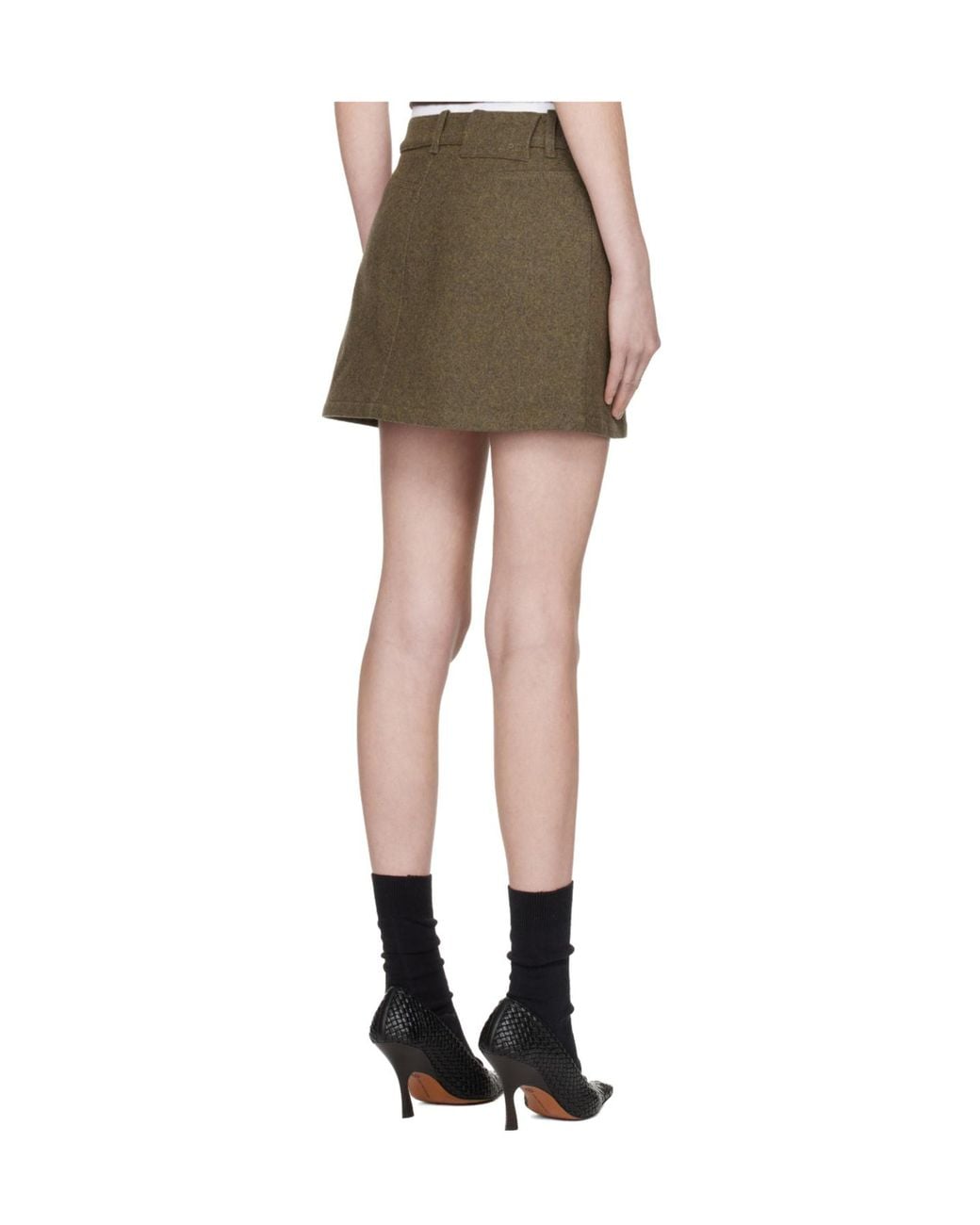 A.P.C. Green Wool Mini Skirt With Belt Loop