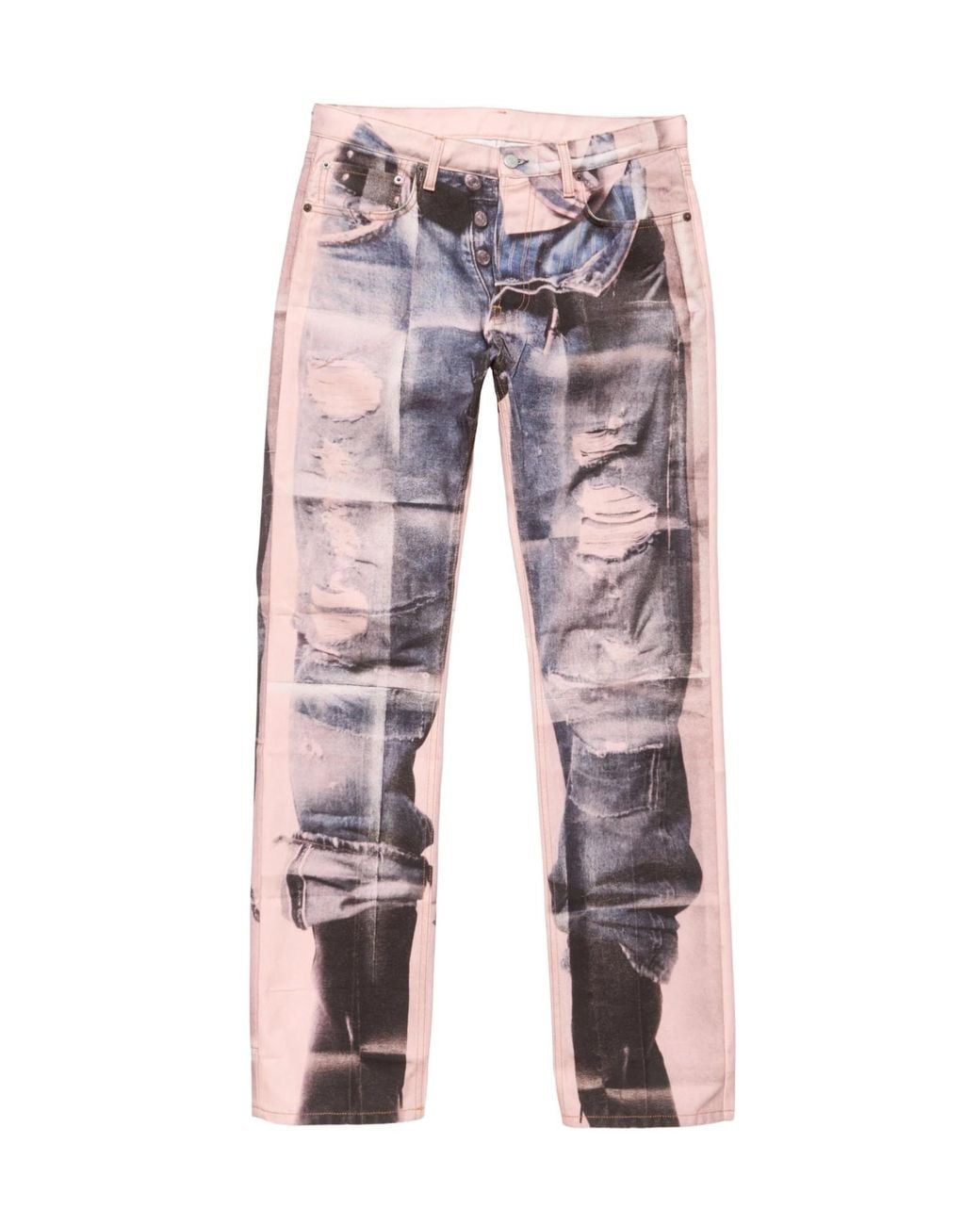Acne Pink Printed Straight-Leg Jeans for men