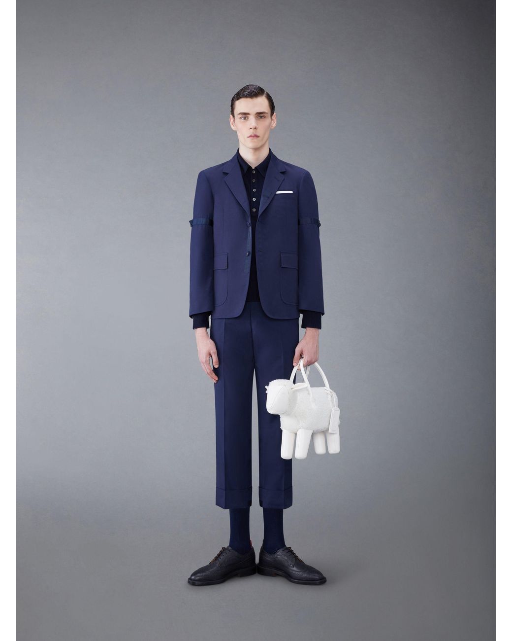 Thom Browne Blue Rwb-Striped Long-Sleeved Polo Shirt for men