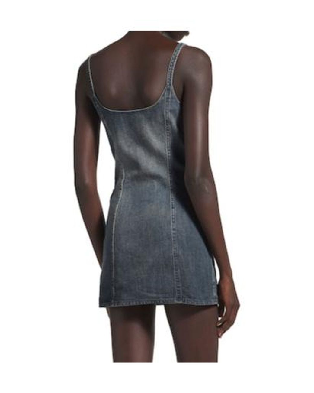 Balenciaga Gray Corseted Denim Mini Dress