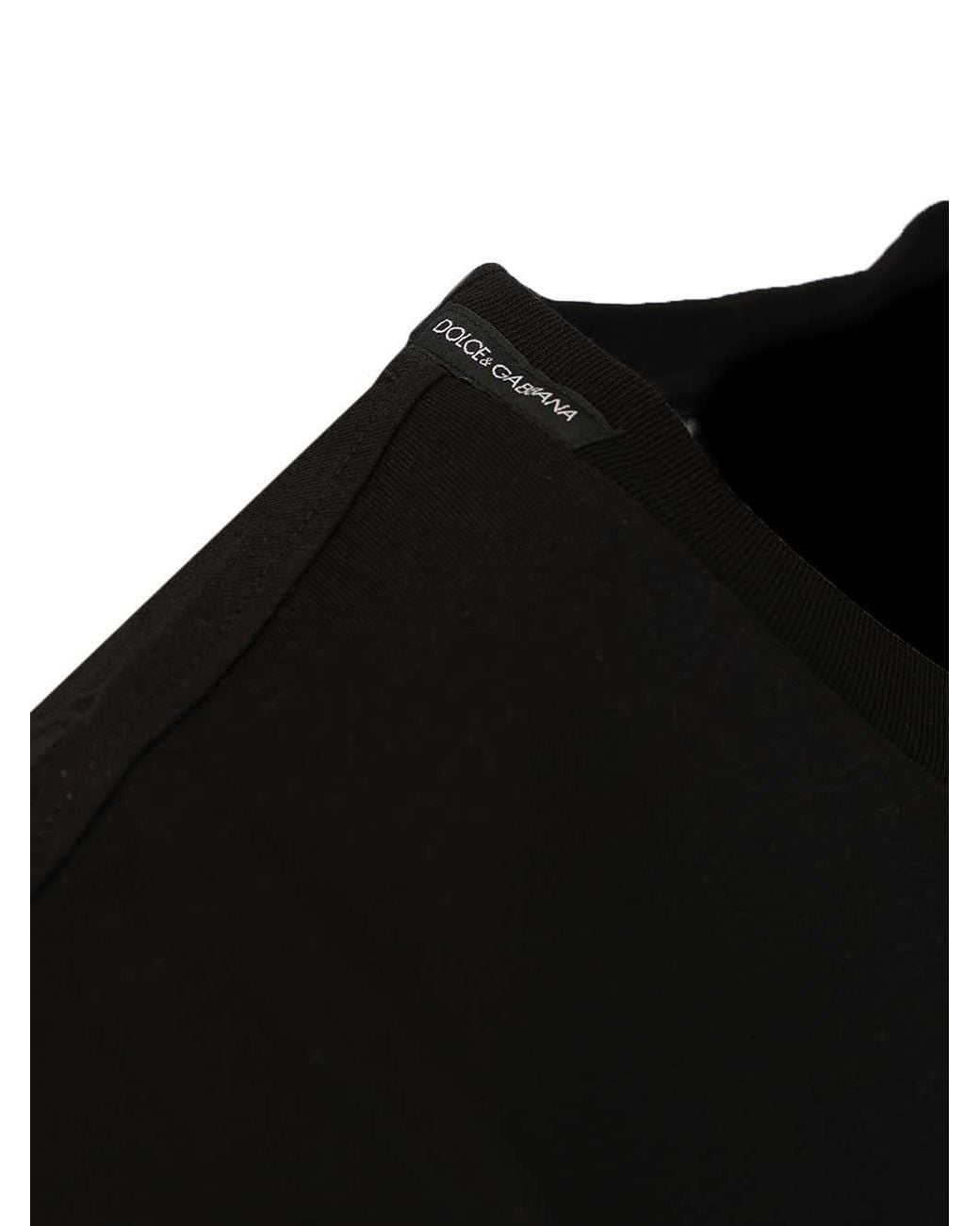 Dolce & Gabbana Black Logo Patch Crewneck T-Shirt for men