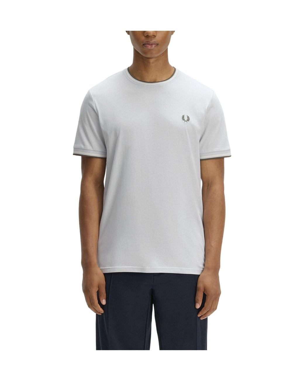 Fred Perry White Solid Color T-Shirt for men