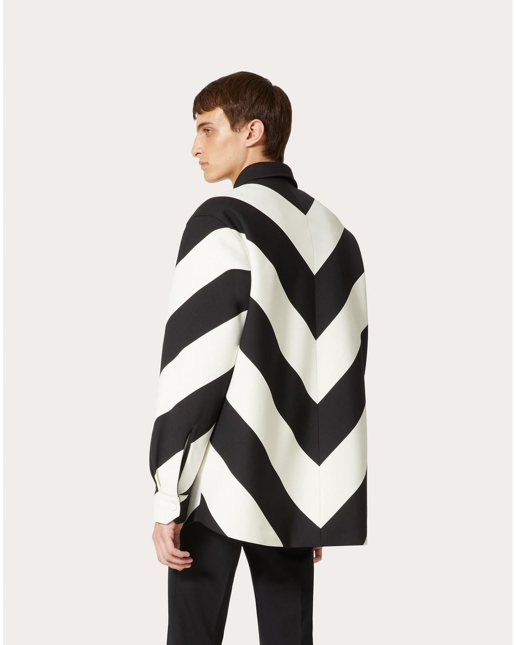 Valentino Blue Chevron-Striped Shirt for men