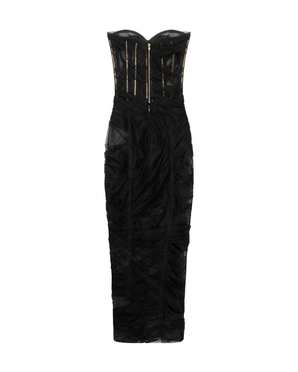 Dolce & Gabbana Black Tulle Calf-Length Corset Dress With Draping
