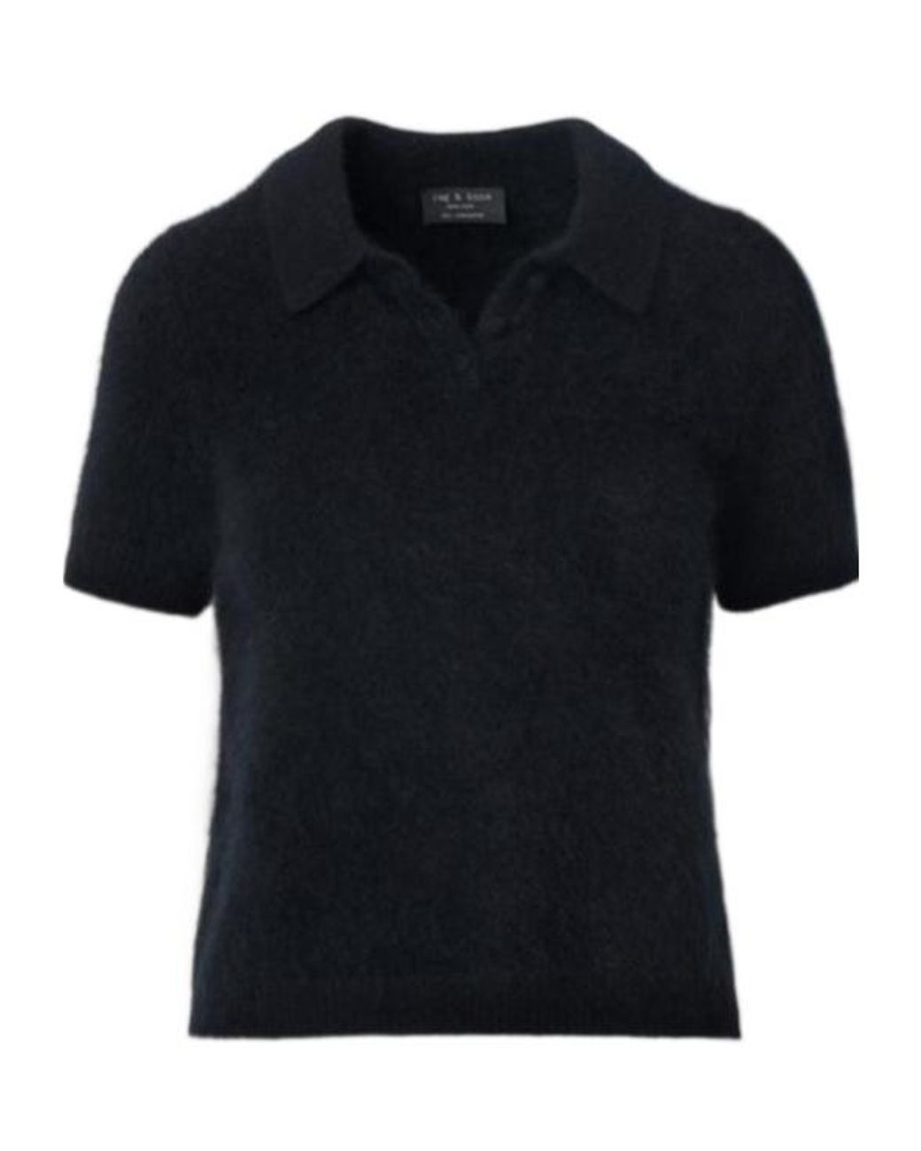 Rag & Bone Black Jada Brushed Cashmere Polo