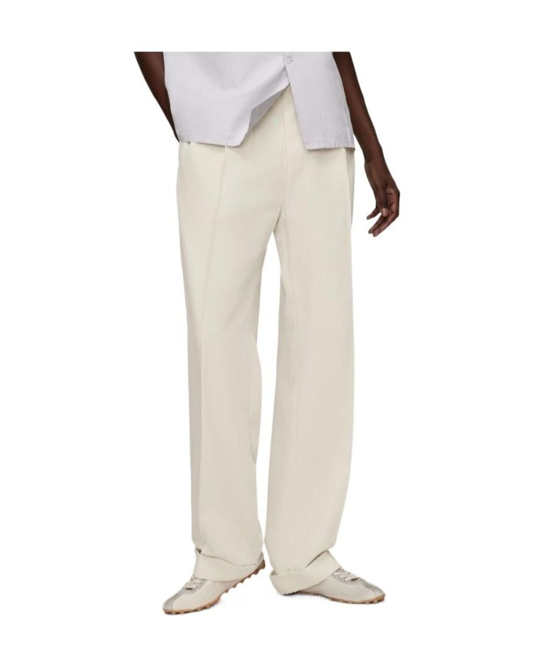 Maison Margiela White Pleated Trousers for men