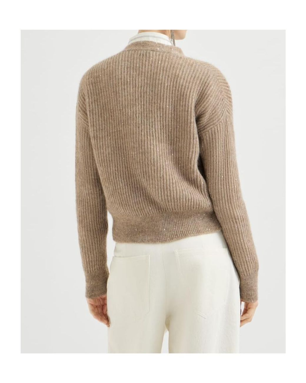 Brunello Cucinelli Natural Mohair, Cotton And Wool Diamond Yarn English Rib Cardigan