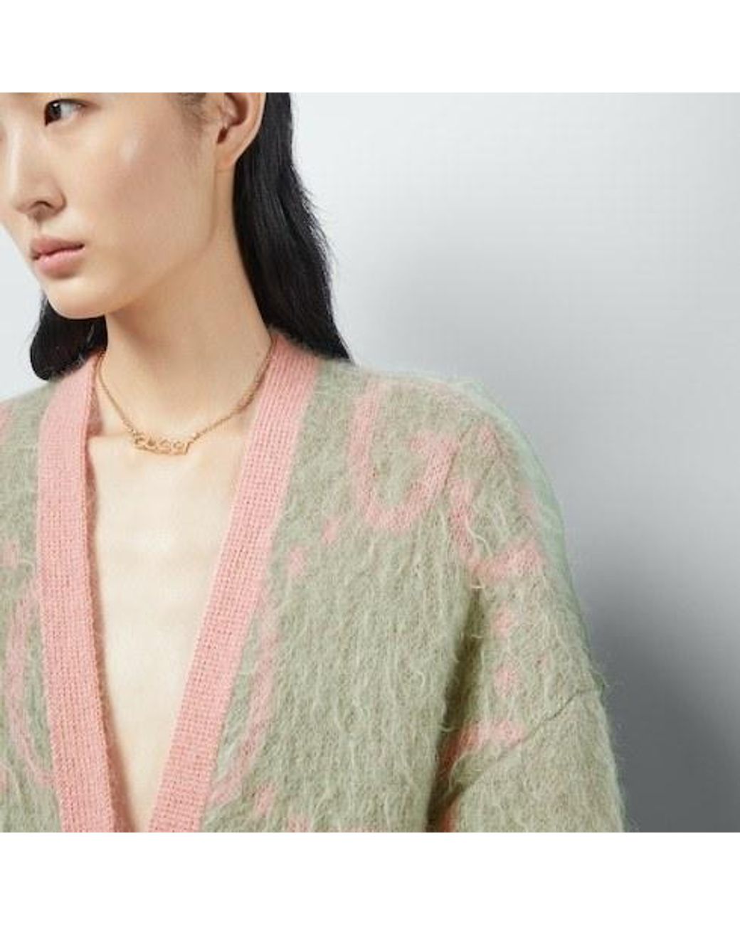 Gucci Gray Reversible Gg Cardigan