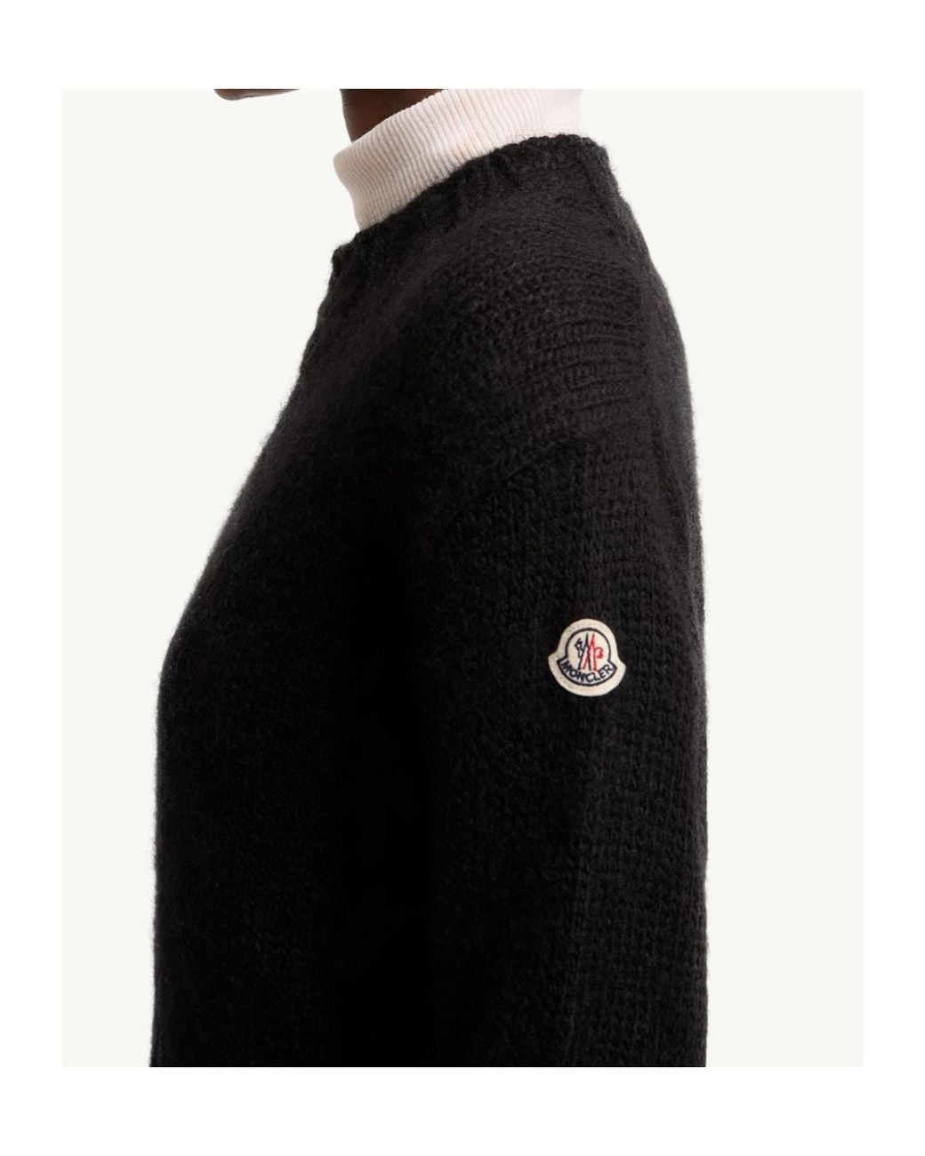 Moncler Black Logo Patch Crewneck Knitted Jumper