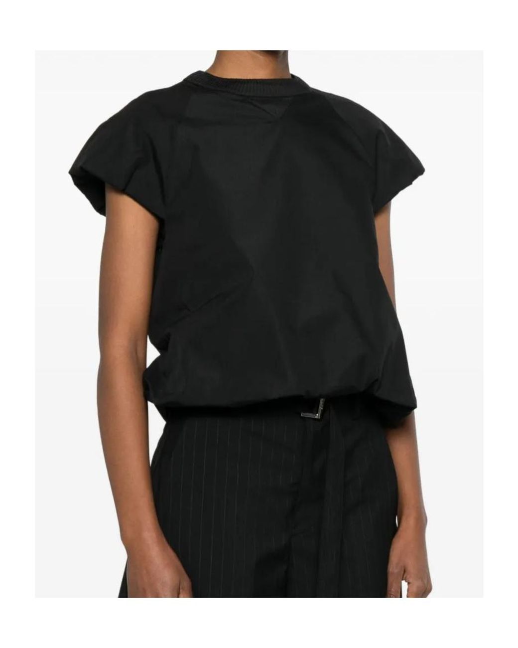 Sacai Black Poplin Open-Back Top