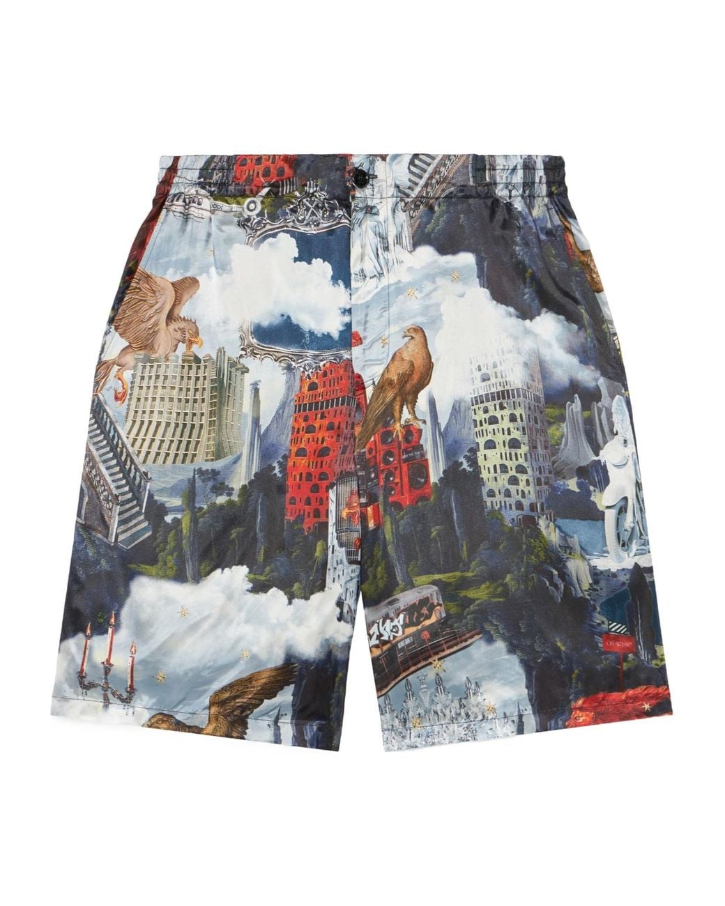 Off-White c/o Virgil Abloh Blue Patchwork Bermuda Shorts for men