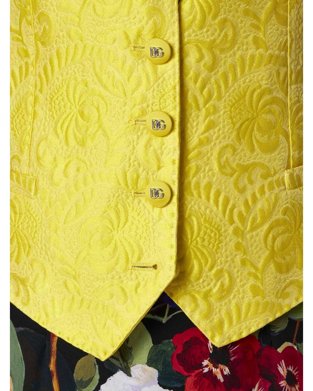Dolce & Gabbana Yellow Jacquard Cotton-Blend Waistcoat