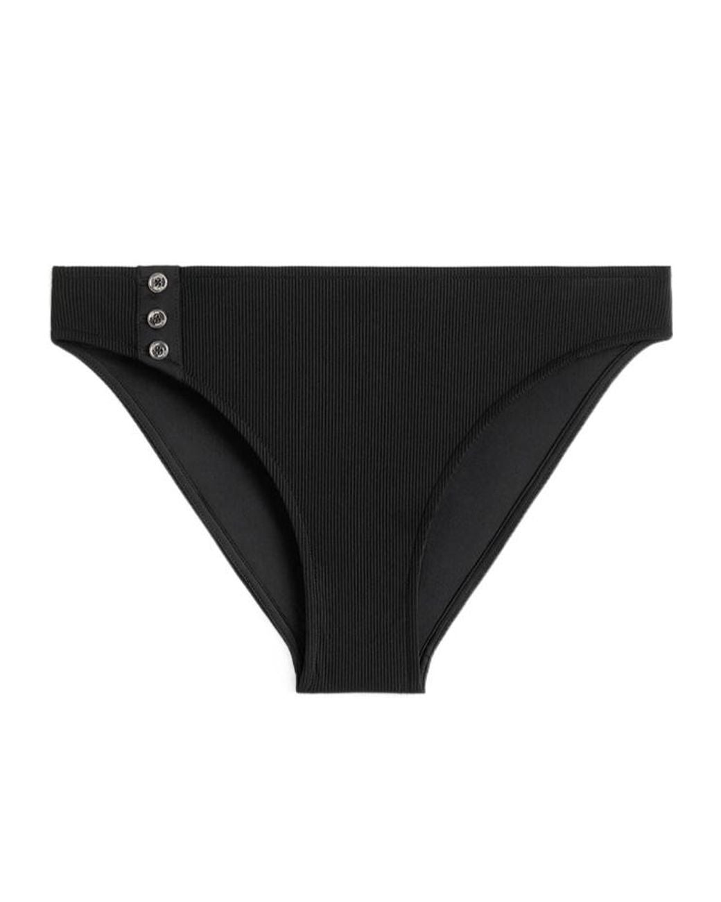 Totême Black Ribbed Button Bikini Bottom