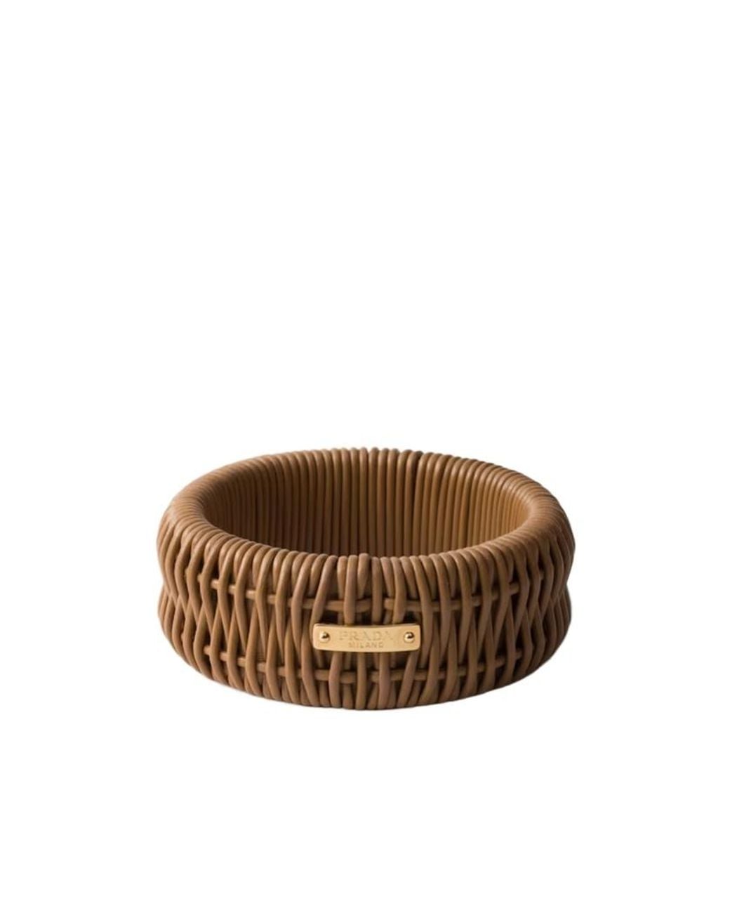 Prada Brown Braided Nappa Leather Bracelet