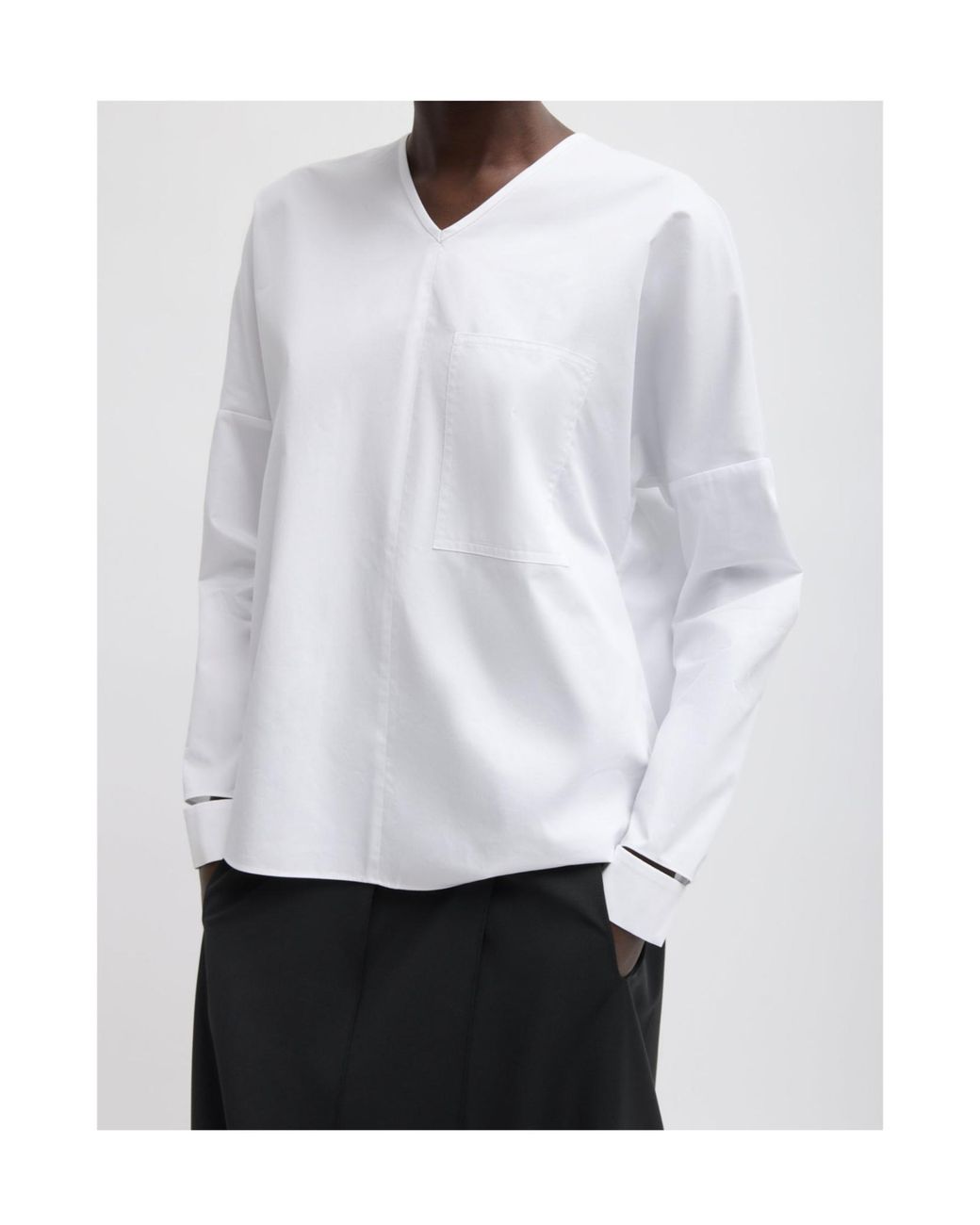 Tibi White Oversized Cutout Cotton-Poplin Shirt