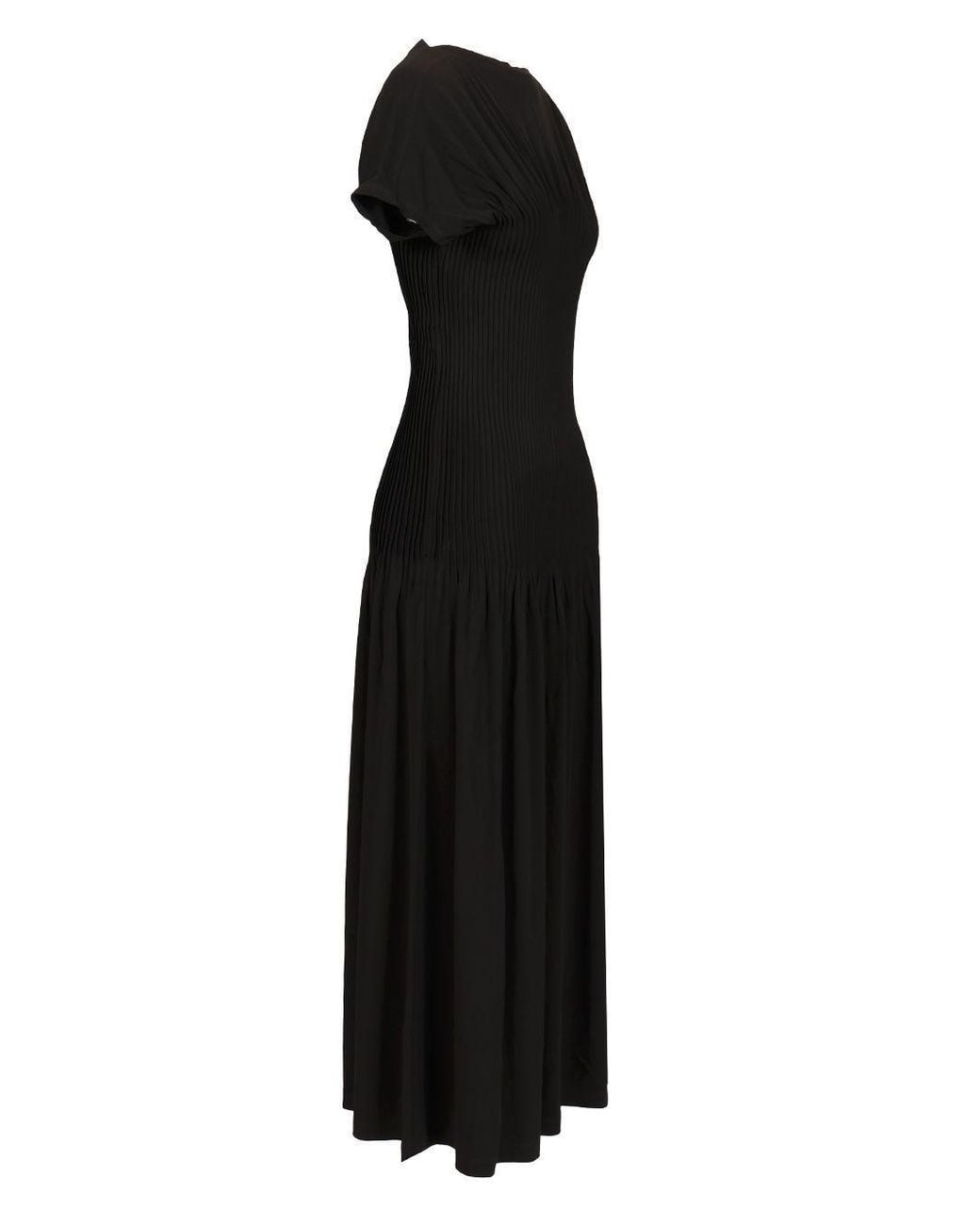 Totême Black Pleated Jersey Dress