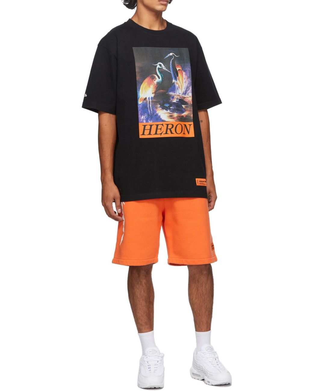 Heron Preston Black Graphic Print Cotton T-Shirt for men