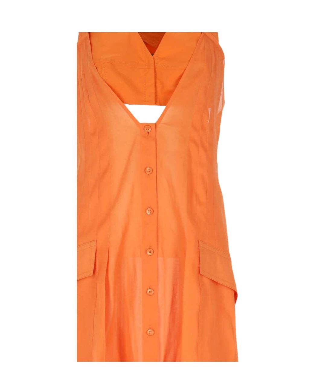 Alberta Ferretti Orange V-Neck Dress