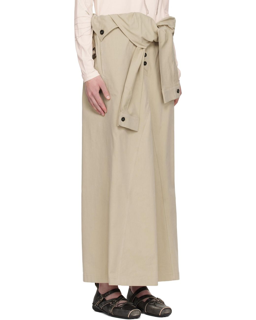 OPEN YY Natural Wrapped Maxi Skirt