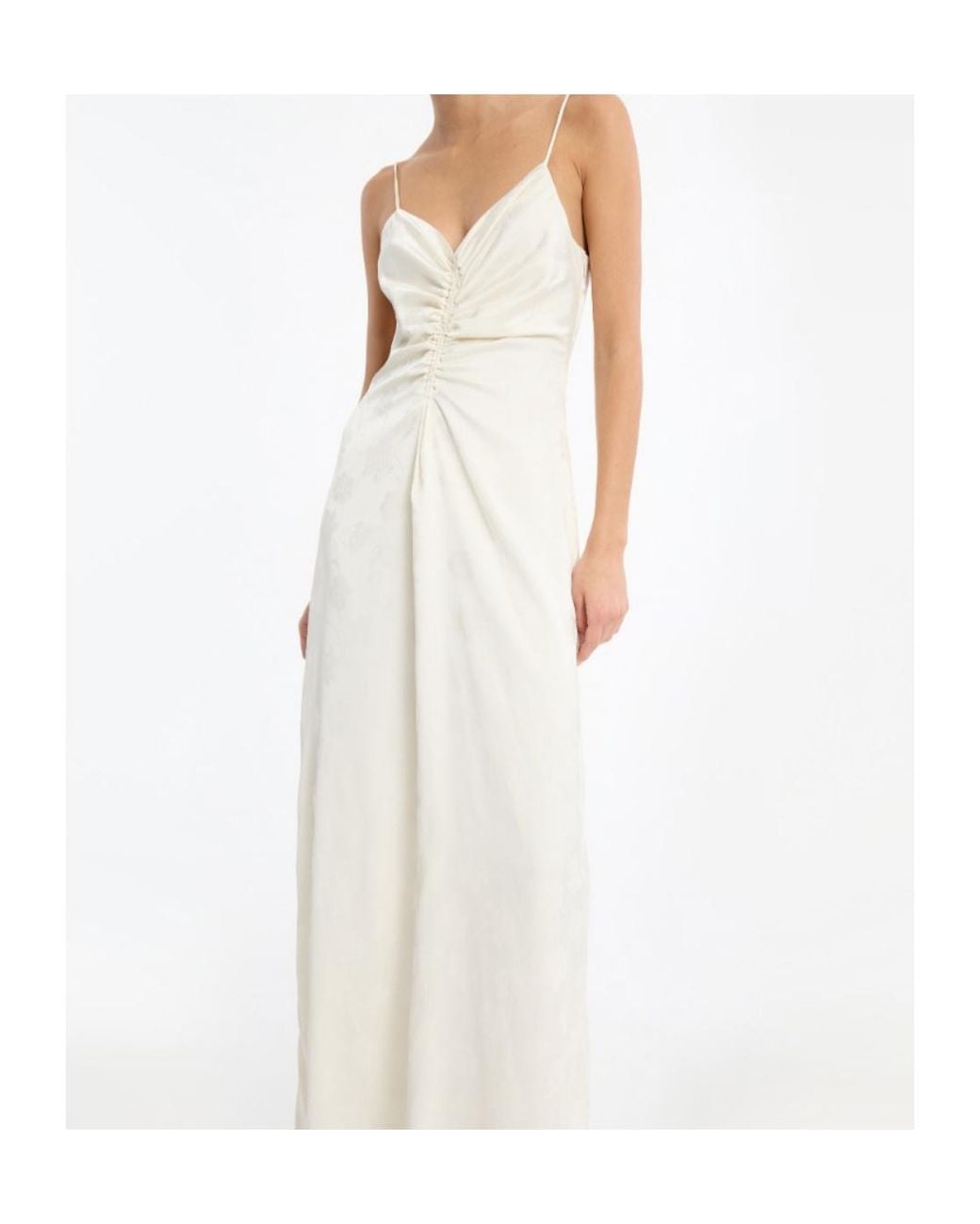 ROTATE BIRGER CHRISTENSEN White Drapy Slip Maxi Dress