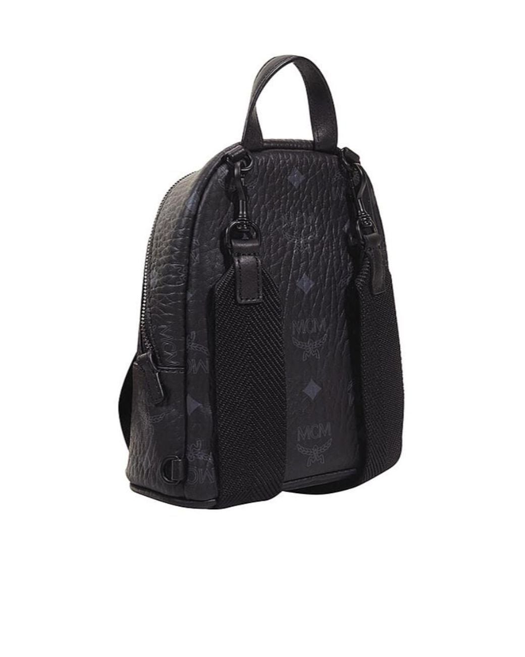MCM Black Stark Monogram Print Zipped Backpack for men
