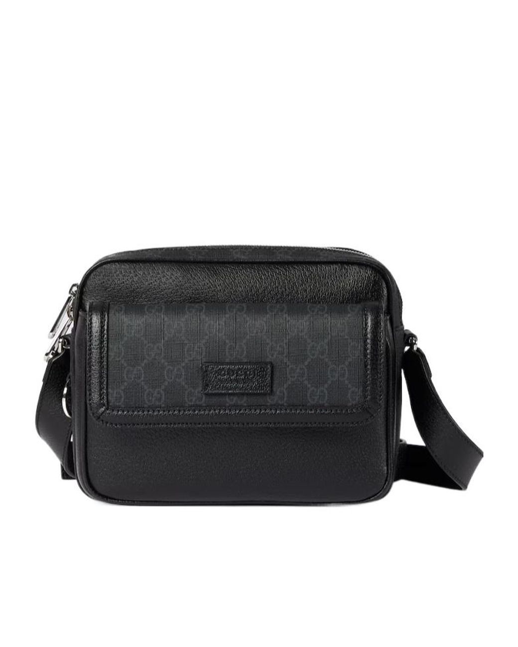 Gucci Black Gg Supreme Small Crossbody Bag, Gg Canvas for men