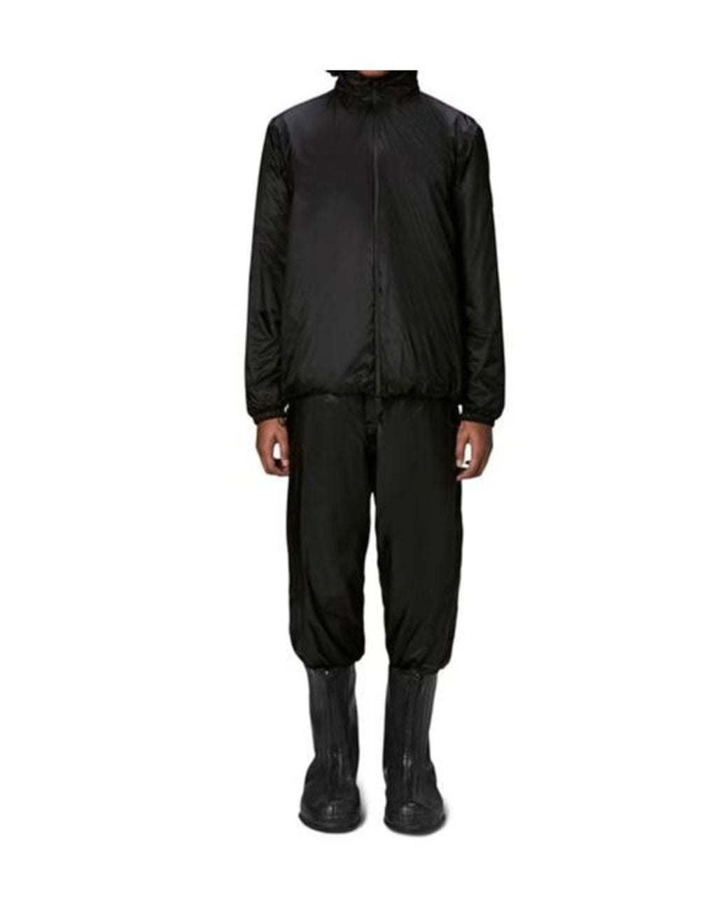 Rains Black Zipper Hooded Cotton Jacket for men