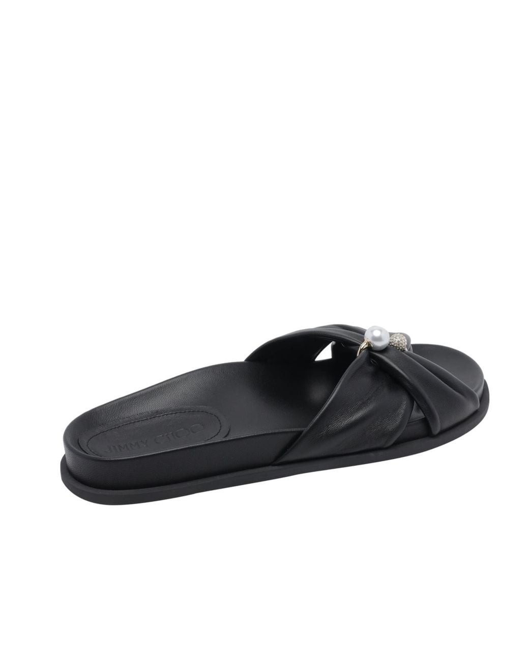 Jimmy Choo Black Rafi Pearl Flat Sandals