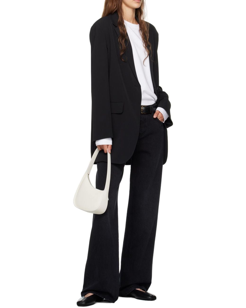 The Row White Half Moon Shoulder Bag