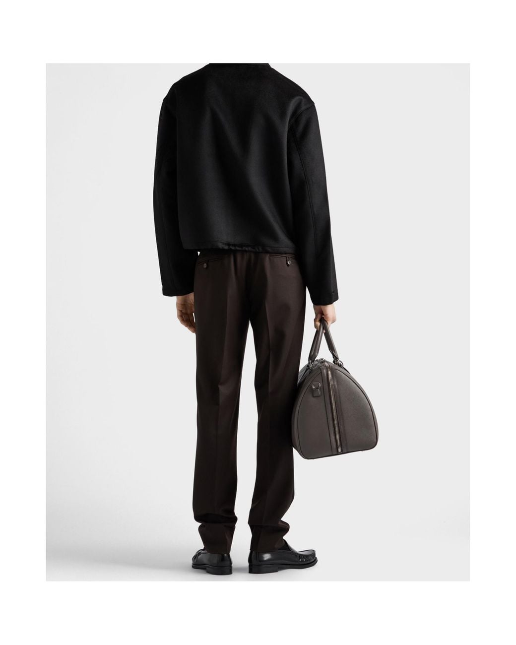 Prada Black Pleated Tailored Trousers for men