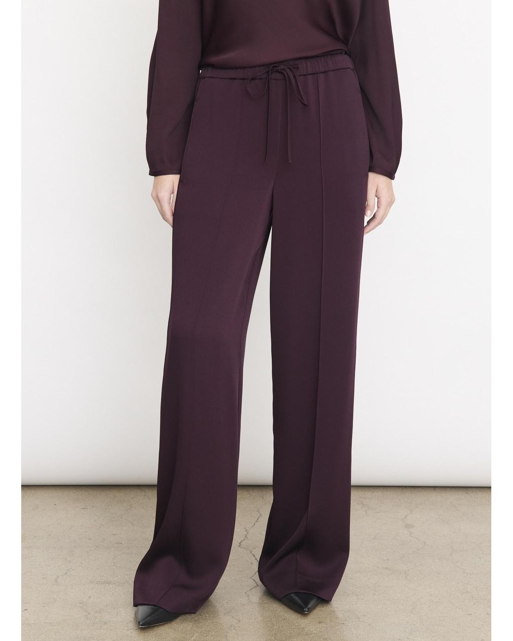 Vince Purple Elastic Waist Straight-Leg Pants