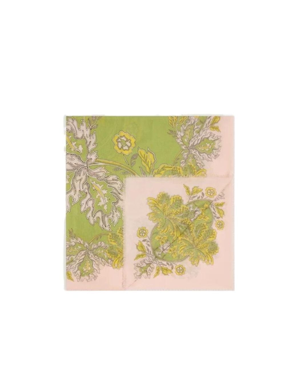 LaDoubleJ Green La Doublej Floral Fringe Scarf